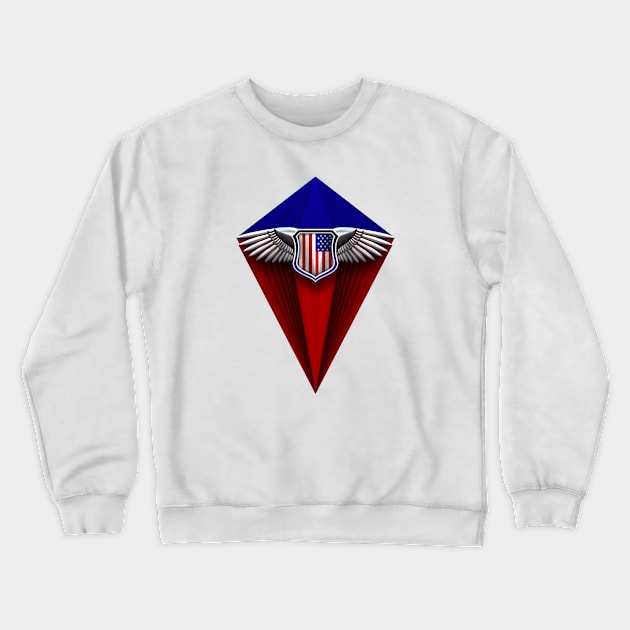 Flying American flag 3D shield Crewneck Sweatshirt by DrewskiDesignz